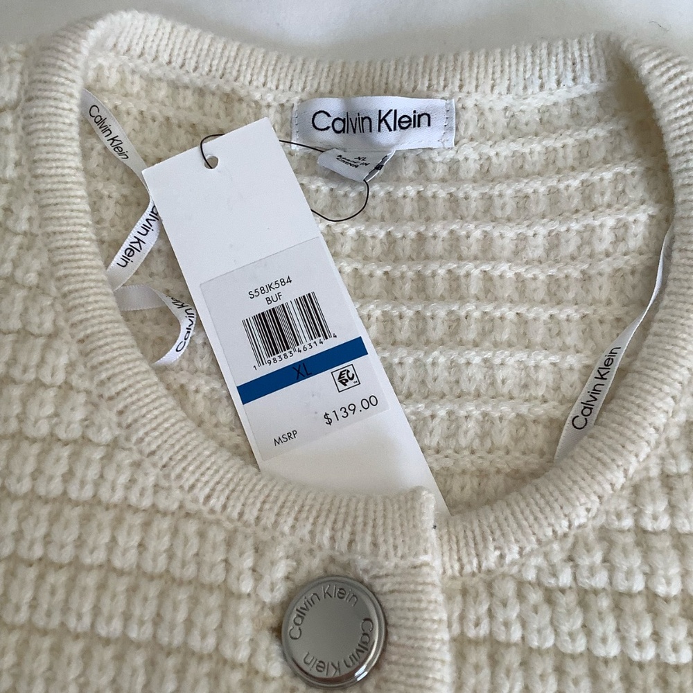 Calvin Klein NWT knit sweater XL Retail $139 - Picture 7 of 13